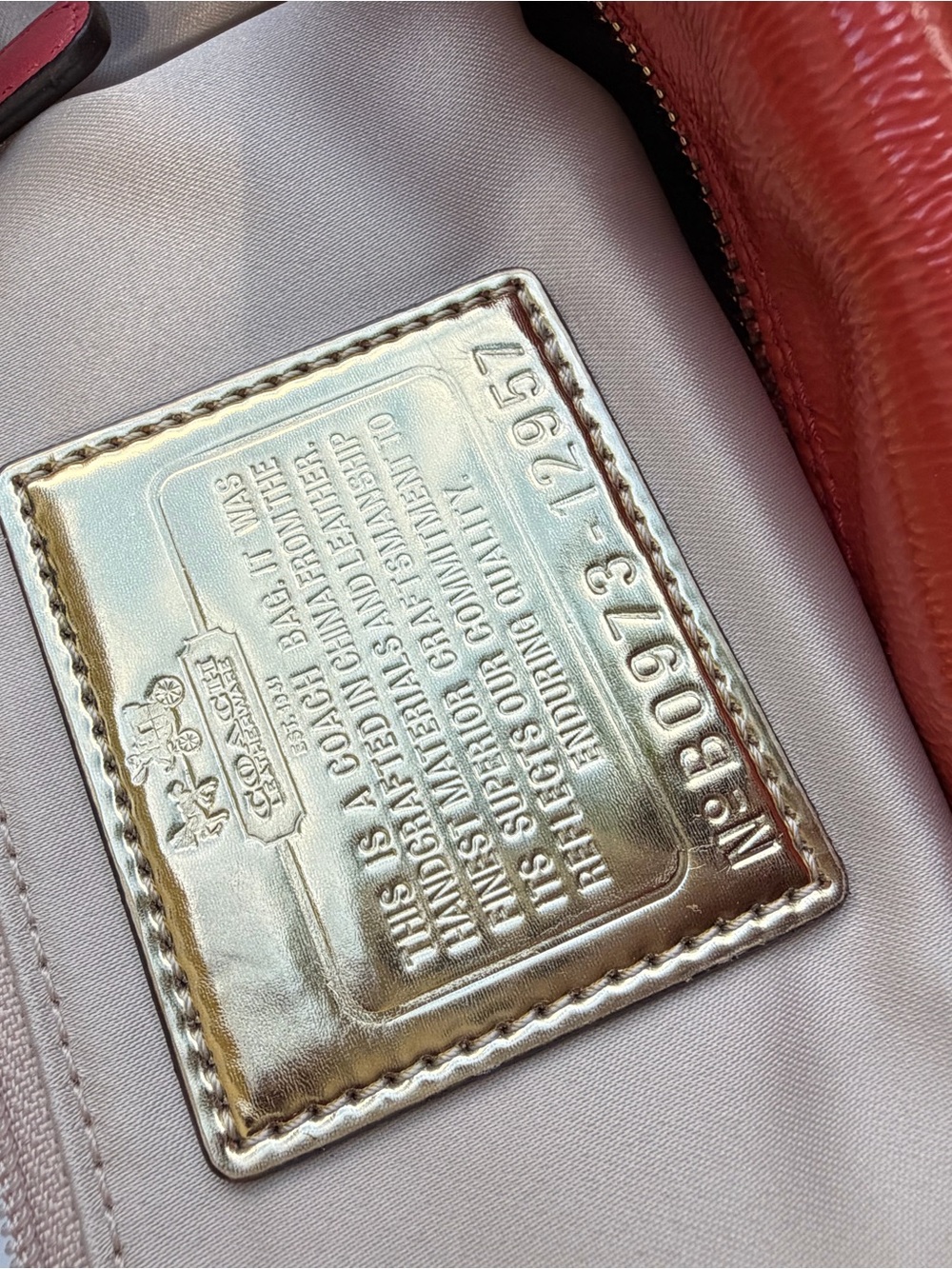 Coach Madison Sabrina 12957 Coral Patent Leather Satchel NWT Tags - Picture 7 of 10